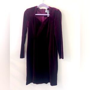 Jessica Howard Women’s Wine Color Long Sleeve Hidden Zipper Velvet Dress US 6